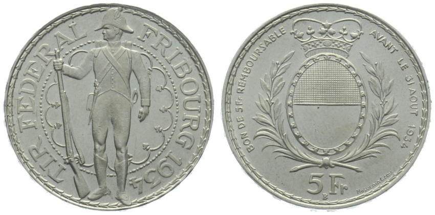 1934 Fribourg - 5 Franken